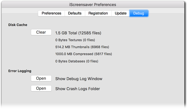 Preferences: Debug