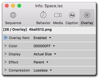 Info palette, overlays