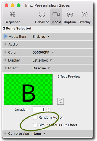 Change Dissolve options